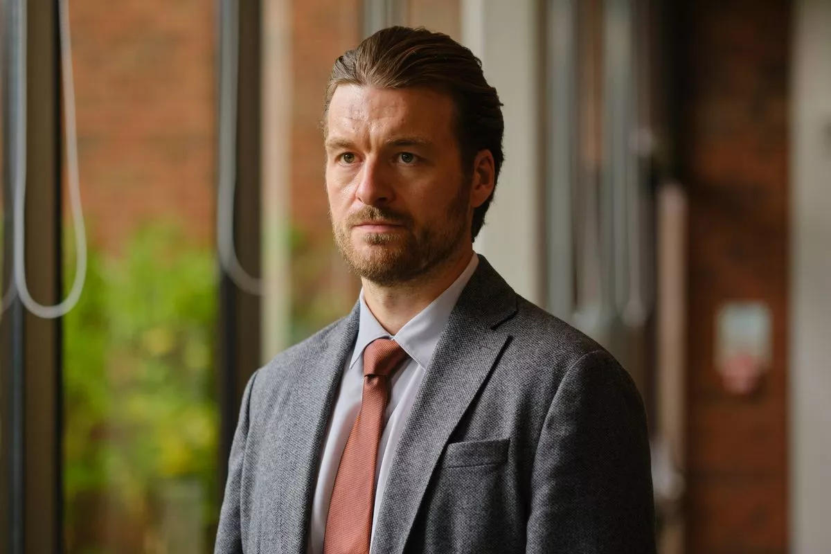 Matt Stokoe, aged 37, portrays Jo's on-screen husband Pat Holman