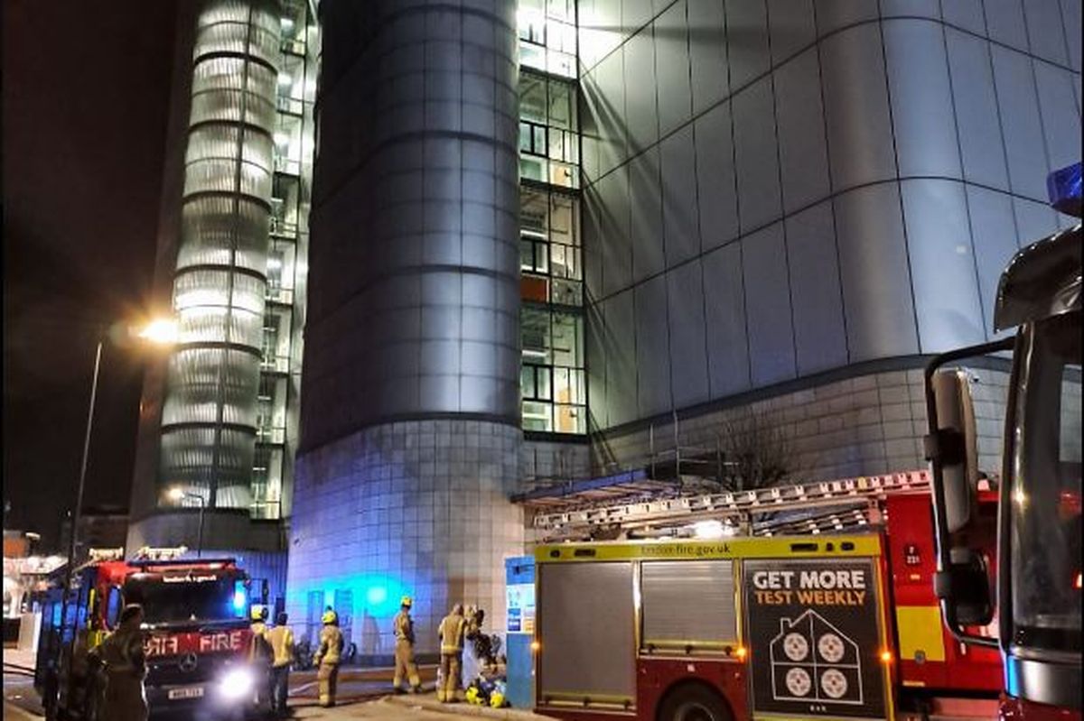 Firefighters at the data centre building in London