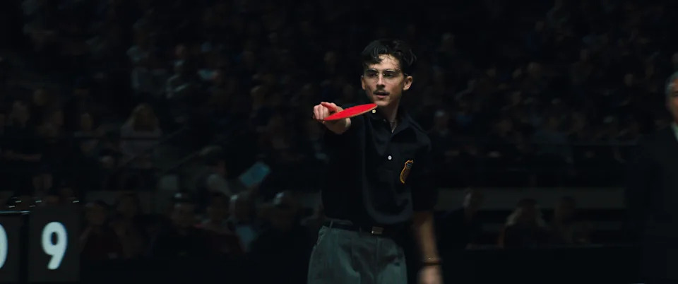 Marty Mauser (Timothée Chalamet) aspires for ping-pong greatness in "Marty Supreme."