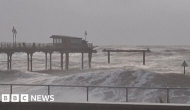 Pier washes away and railway sea wall crumbles as storm lashes South West
