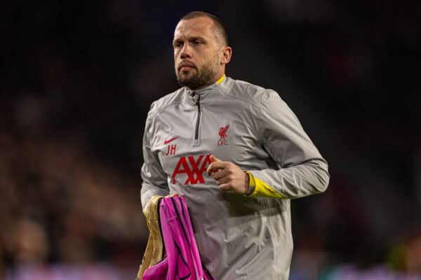 EINDHOVEN, NETHERLANDS - Wednesday, January 29, 2025: Liverpool's assistant coach John Heitinga during the pre-match warm-up before the UEFA Champions League Matchday 8 game between PSV Eindhoven and Liverpool FC at the Philips Stadion. (Photo by David Rawcliffe/Propaganda)