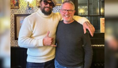 Aquaman star Jason Momoa and Adria Arjona at Whippet Inn
