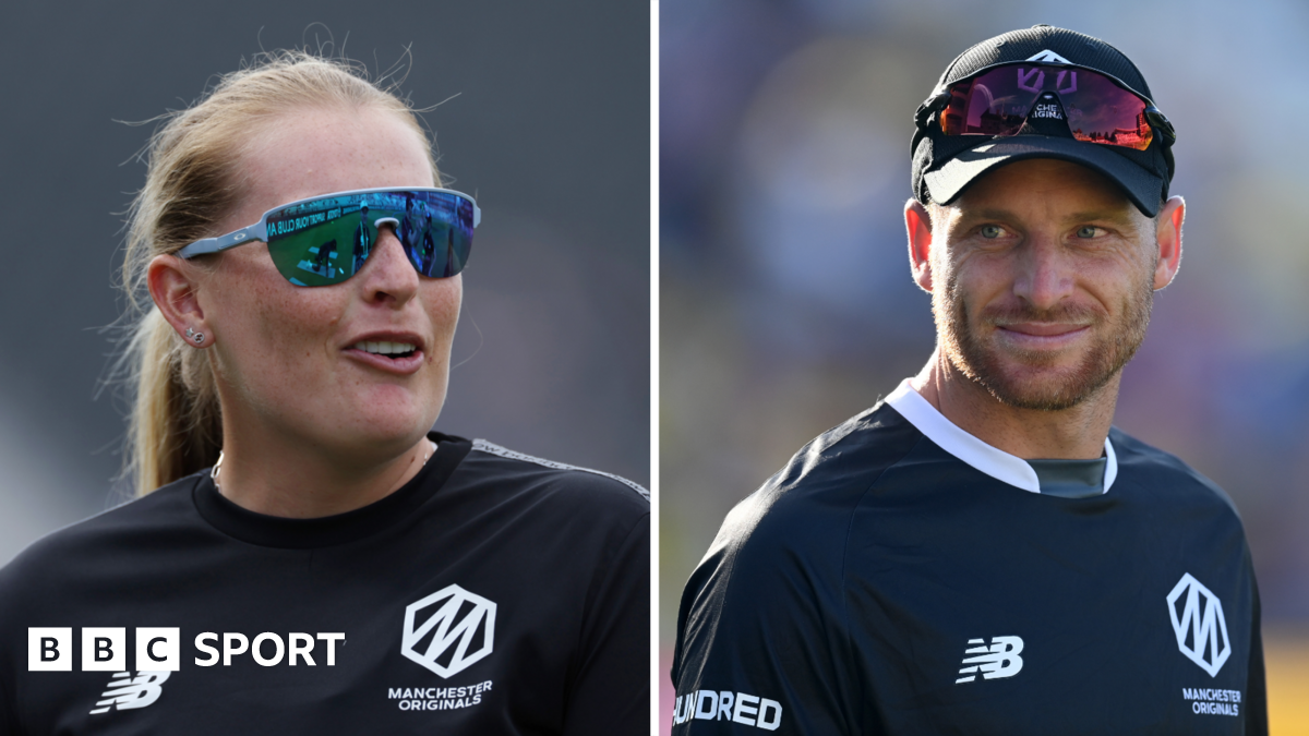 Sophie Ecclestone and Jos Buttler in Manchester Originals kit