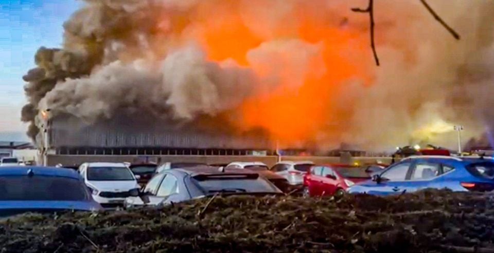 Around six appliances are at the scene