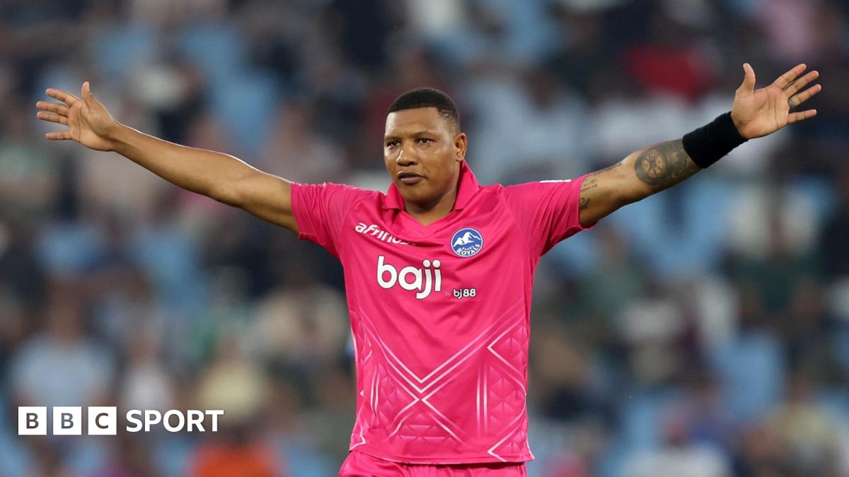 Ottneil Baartman celebrates a wicket for Paarl Royals