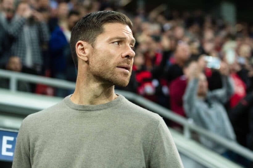 2KA9M23 Leverkusen, Germany. 01st Nov, 2022. Soccer: Champions League, Bayer Leverkusen - FC Brugge, Group Stage, Group B, Matchday 6, BayArena. Leverkusen coach Xabi Alonso looks ahead to the match. Credit: Marius Becker/dpa/Alamy Live News