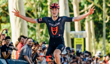 Jackson Medway (Tudor Pro Cycling) celebrates winning the U23 men's road race title at the 2026 Westbridge Funds Road National Championships