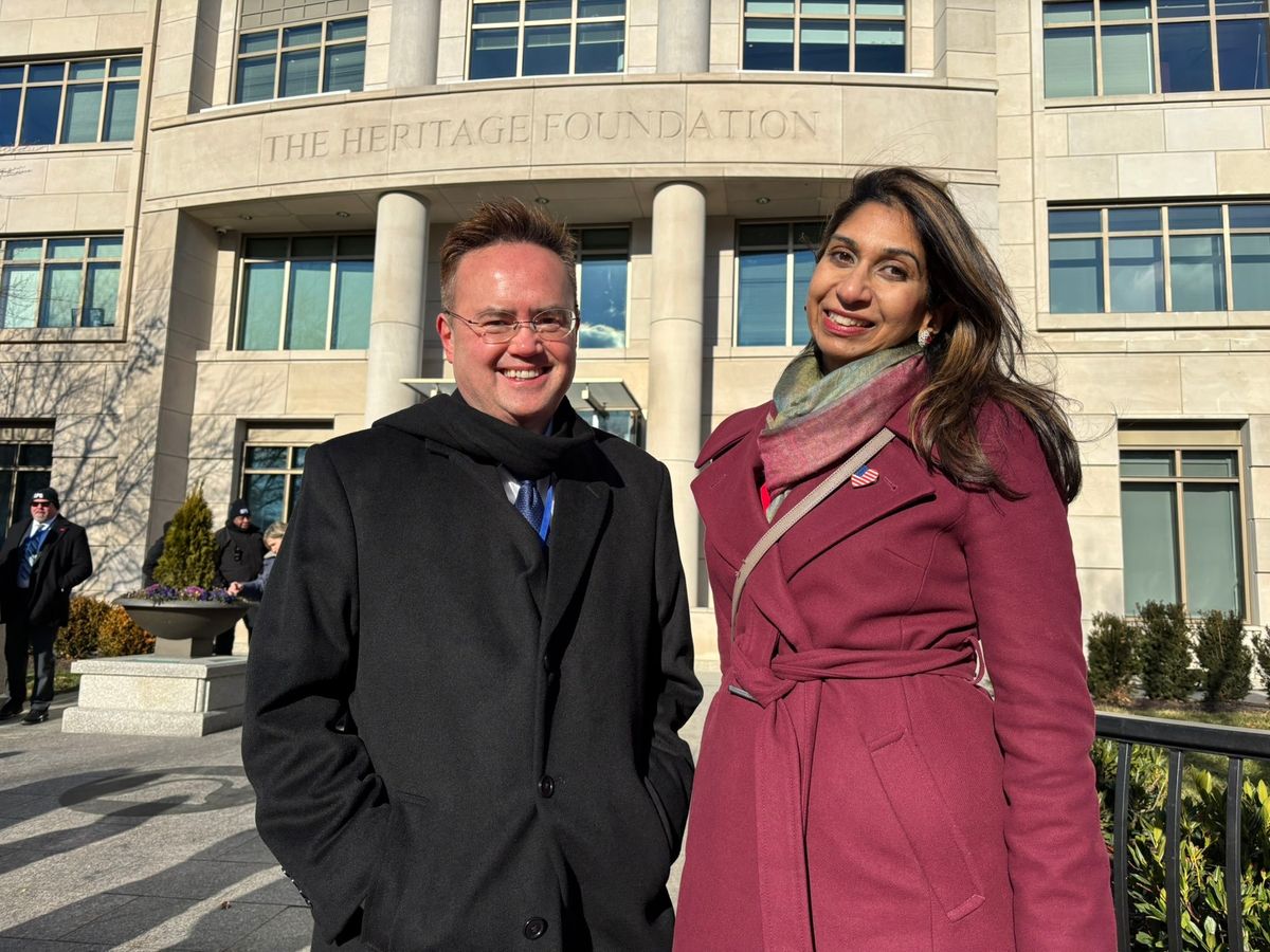 Suella Braverman with The Heritage Foundation's Nile Gardiner