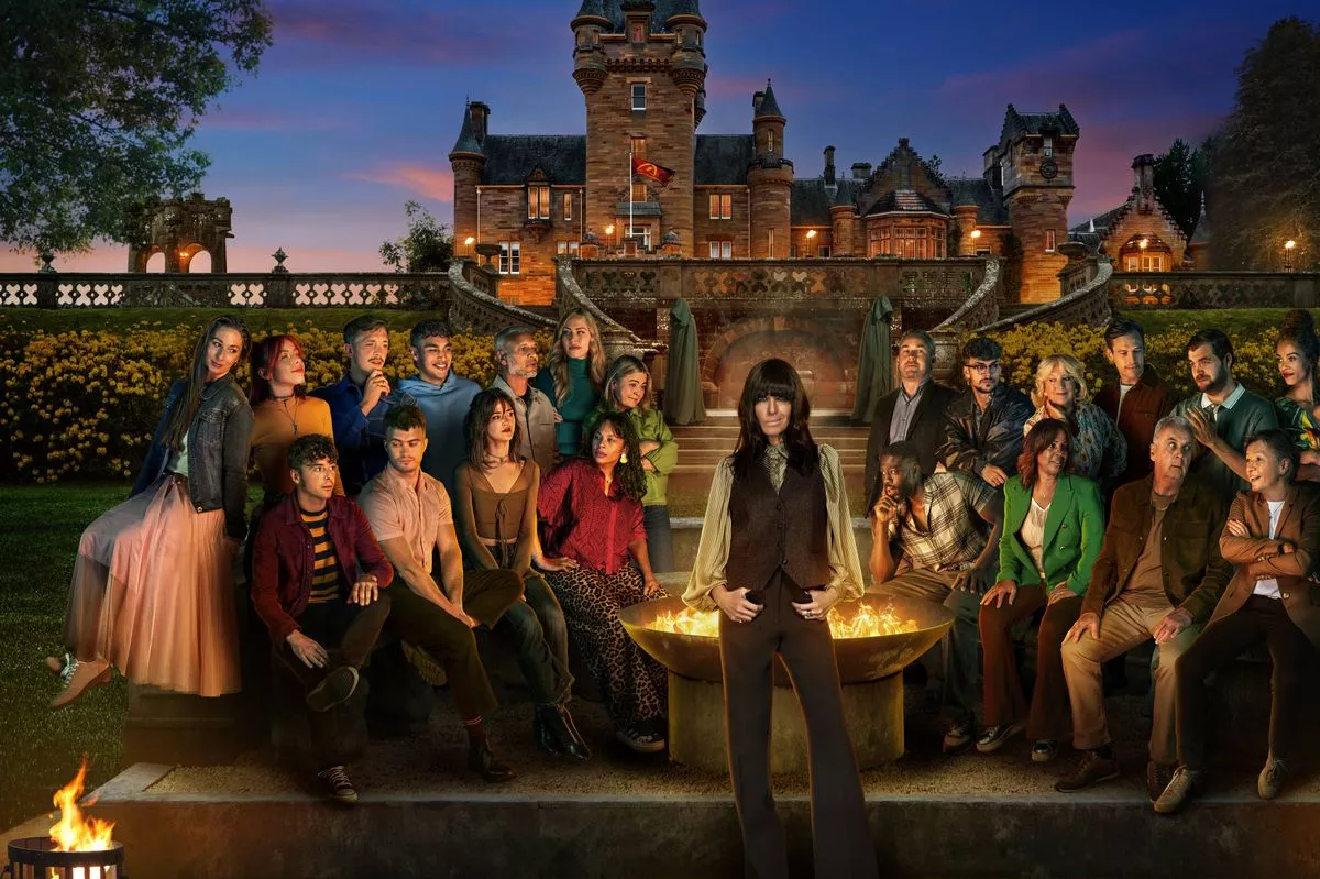 The contestants in series four of BBC One’s The Traitors, (left to right back row) Rachel, Jessie, Stephen, Faraaz, Maz, Ellie, Harriet, Hugo, Jack, Fiona, Sam, Adam, Roxy, Reece, (left to right front row) James, Matthew, Jade, Netty, Ross, Judy, Ben, Amanda and host Claudia Winkleman (standing centre)