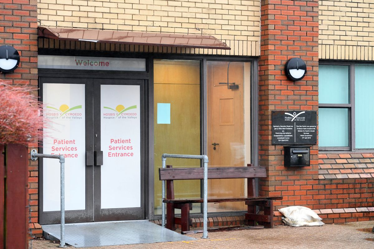 A main entrance to a hospice