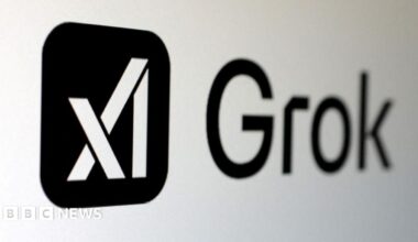 The black xAI Grok logo is set against a white background