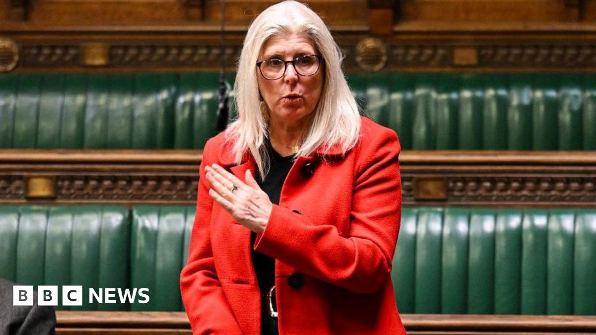 Dr Allison Gardner - a woman with long blonde hair and wearing a red jacket - stands and speaks in the House of Commons