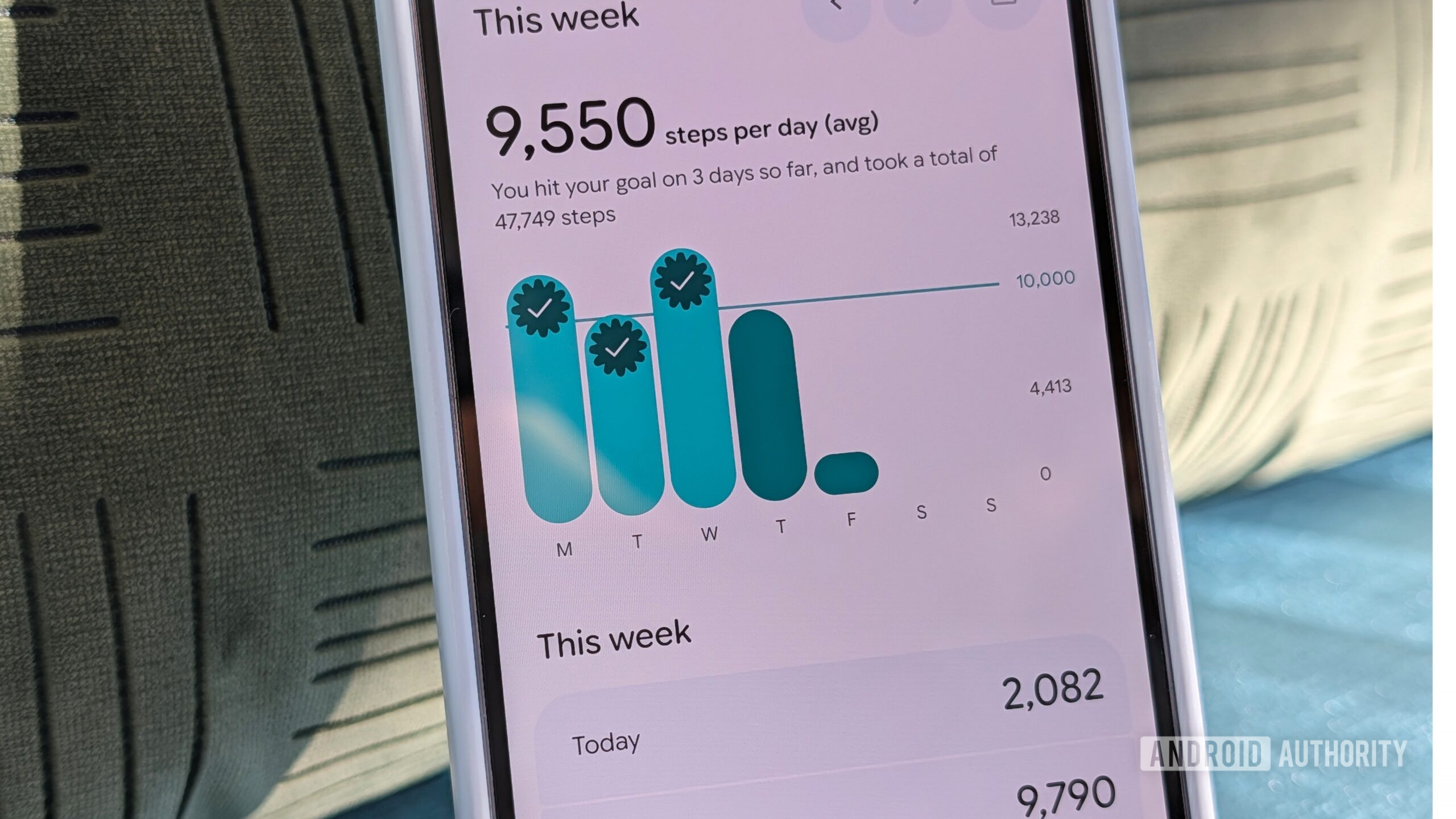 Google Fitbit Steps Data screen