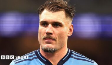 Angus Crichton celebrates scoring a try for Australia against England in the Rugby League Ashes