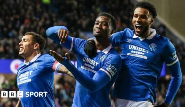 Rangers players celebrate