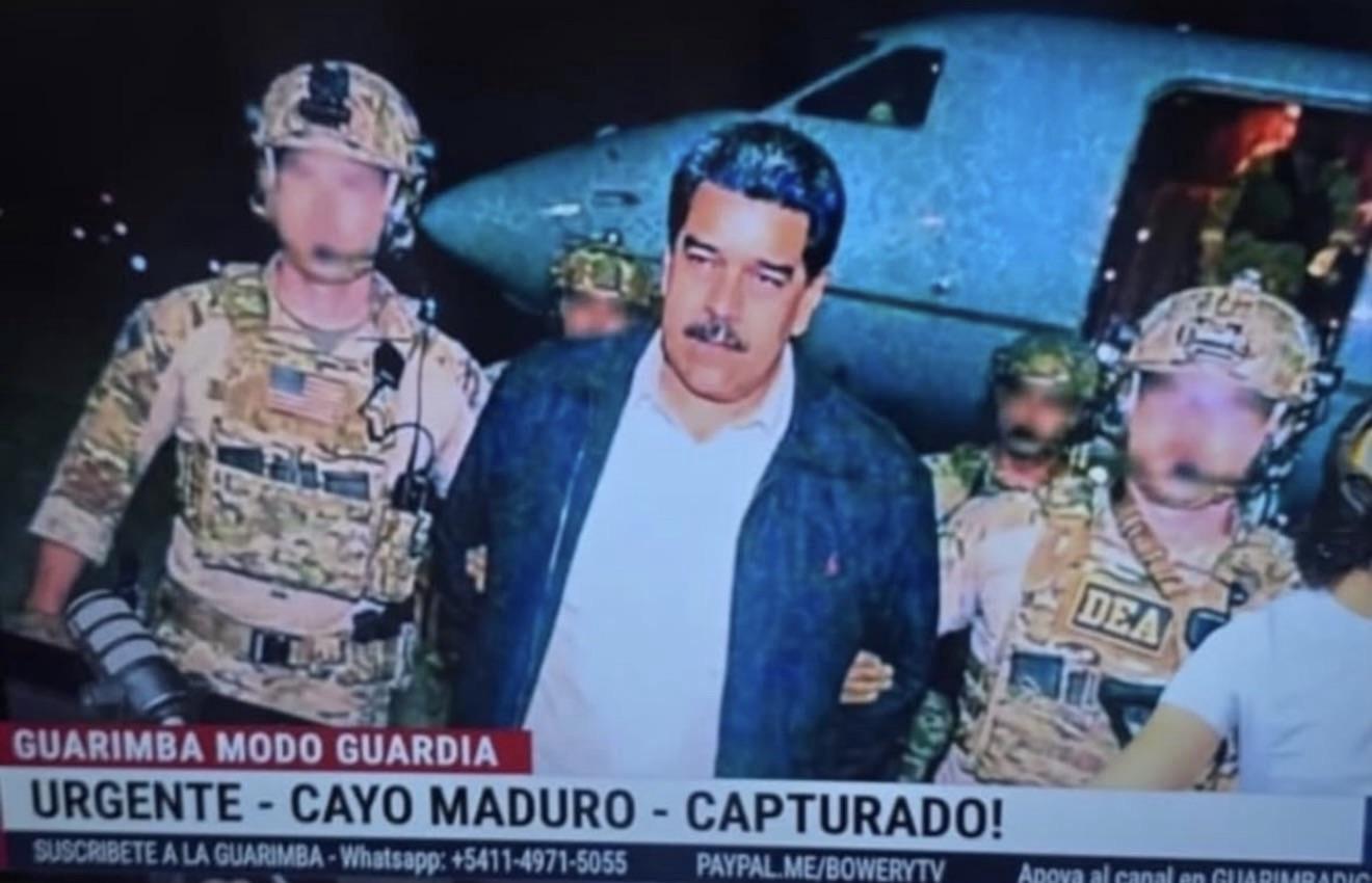 One of the several AI-generated images of Maduro in the hands of US officials shared in recent days.