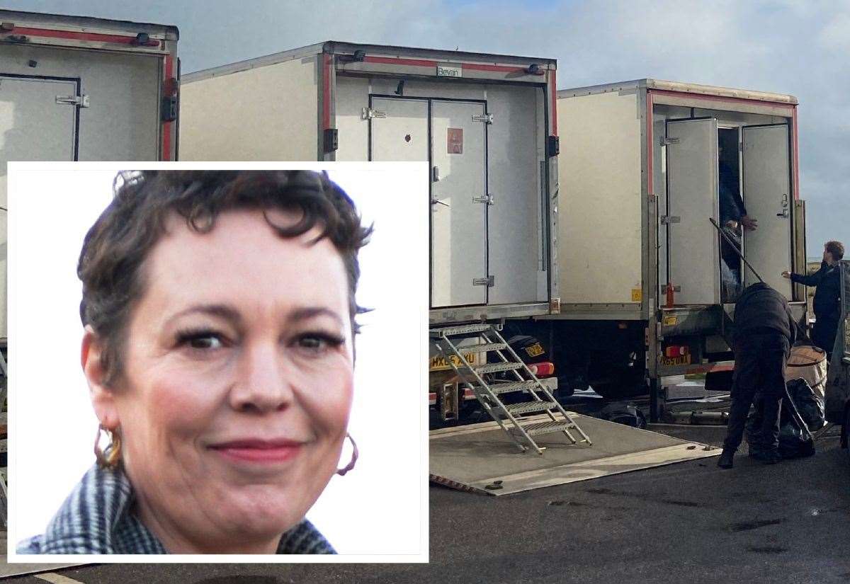 Olivia Colman spotted in Dungeness on Romney Marsh as crews shoot new film Elsinore