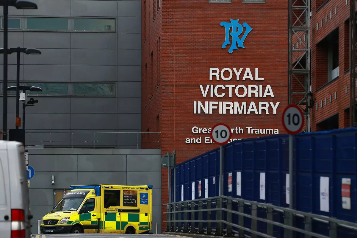 A car crashed into the Royal Victoria Infirmary this afternoon