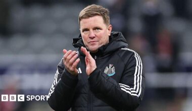 Newcastle United head coach Eddie Howe after his side's win against PSV Eindhoven at St James' Park on 21 January, 2026