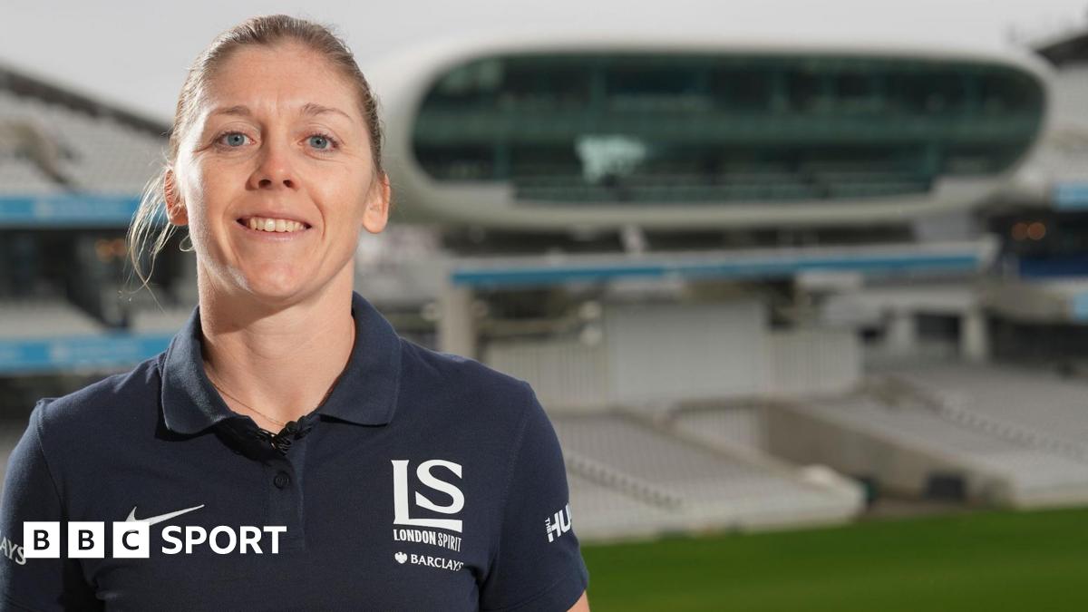 Heather Knight is pictured with the Lord's media centre in the background