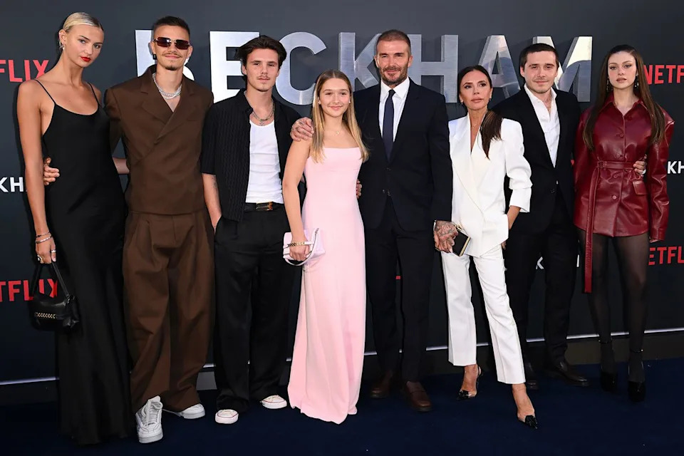 Karwai Tang/WireImage The Beckham family at the Netflix 'Beckham' UK Premiere in London on Oct. 3, 2023.