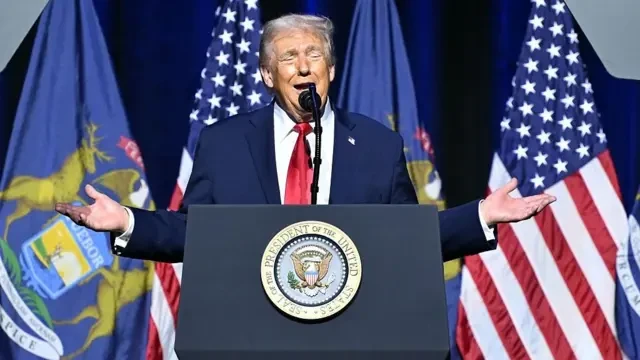US President Donald Trump speaks at the Detroit Economic Club in Detroit, Michigan, 13 January 2026