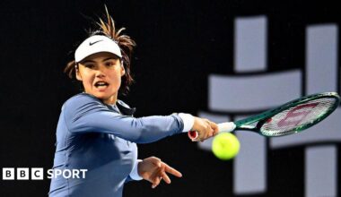 Emma Raducanu plays a forehand shot