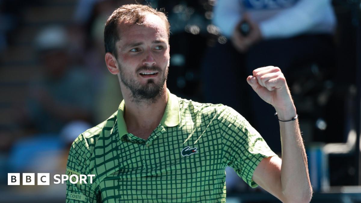 Daniil Medvedev celebrates victory over Fabian Marozsan at the Australian Open