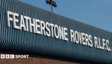 A Featherstone Rovers RLFC sign at their Millennium Stadium home