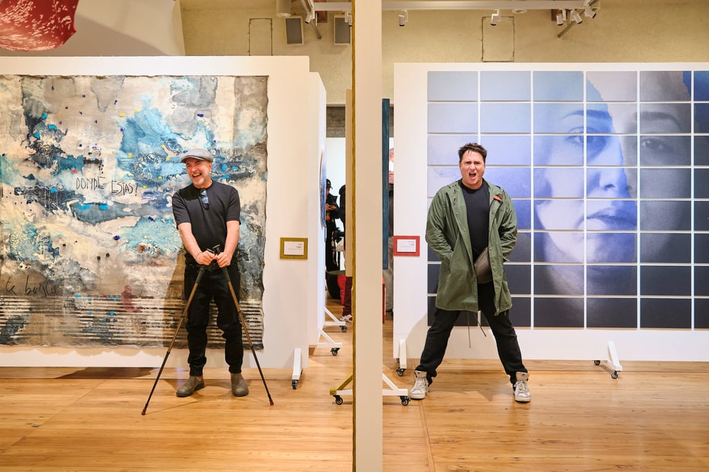 Artist Luca Bray (left) at an event to celebrate the 15th anniversary of the Swatch Art Peace Hotel. Photo: Handout