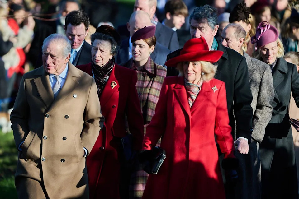 Jordan Peck/Getty King Charles leads the royal family at Sandringham on Dec. 25, 2025.