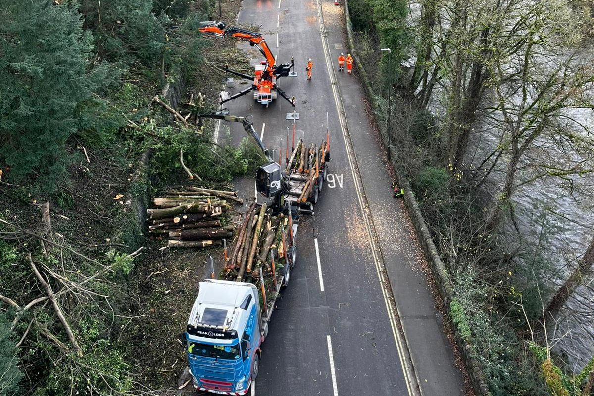 Contractors worked to remove over 100 trees to make the road safe again.