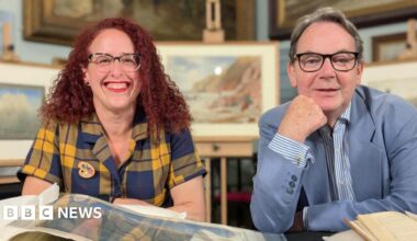 A 1984 colour etching of the Church of St George at Ivychurch in Romney Marsh.