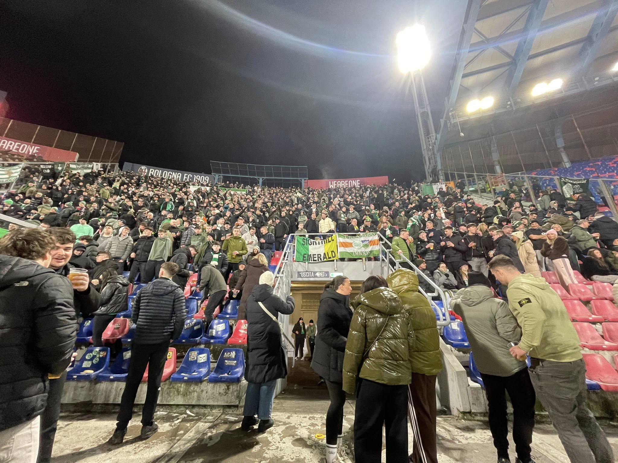 Celtic fans in Bologna.
