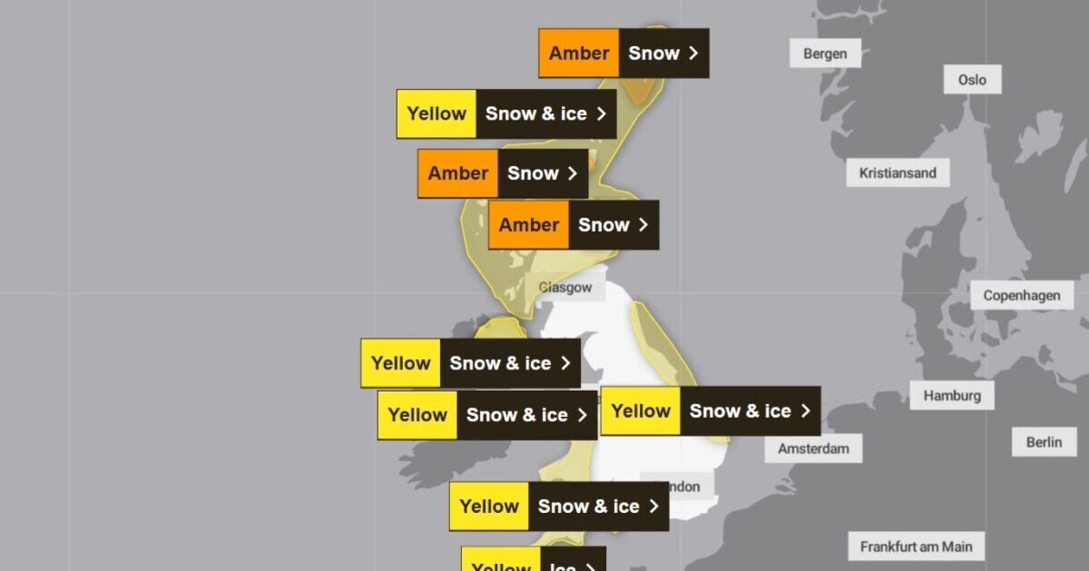 Met Office update with full list of 14 UK regions to be hit by snow by Monday | Weather | News