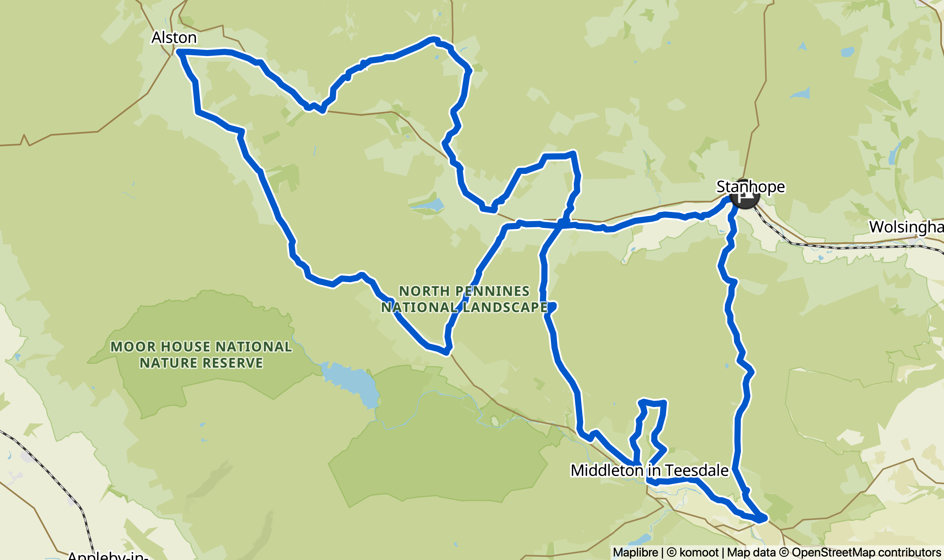 Cycle path map screenshot