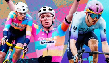 Ribble Rebellion riders and a Unibet Rose Rockets rider