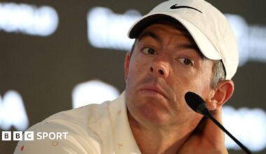 Rory McIlroy at a news conference prior to the Hero Dubai Desert Classic at Emirates Golf Club in January 2026