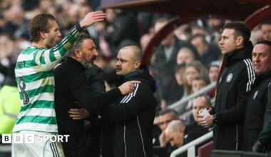 Derek McInnes remonstrates with Mark Fotheringham