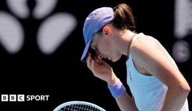 Iga Swiatek reacts to a missed point