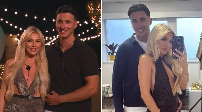 Lucy and Tommy pictured outside the villa and posing in a mirror selfie together.