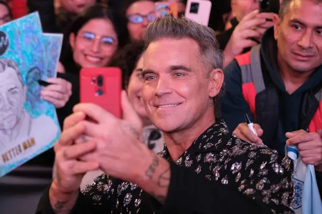 Singer Robbie Williams attends the 'Better Man' premiere at the Capitol cinema on December 04, 2024 in Madrid, Spain.