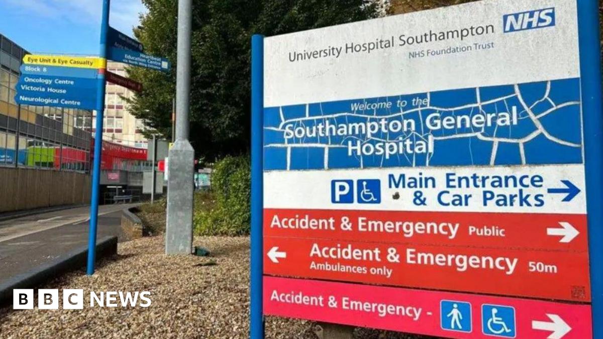 Hospital sign showing directions to various departments at Southampton.