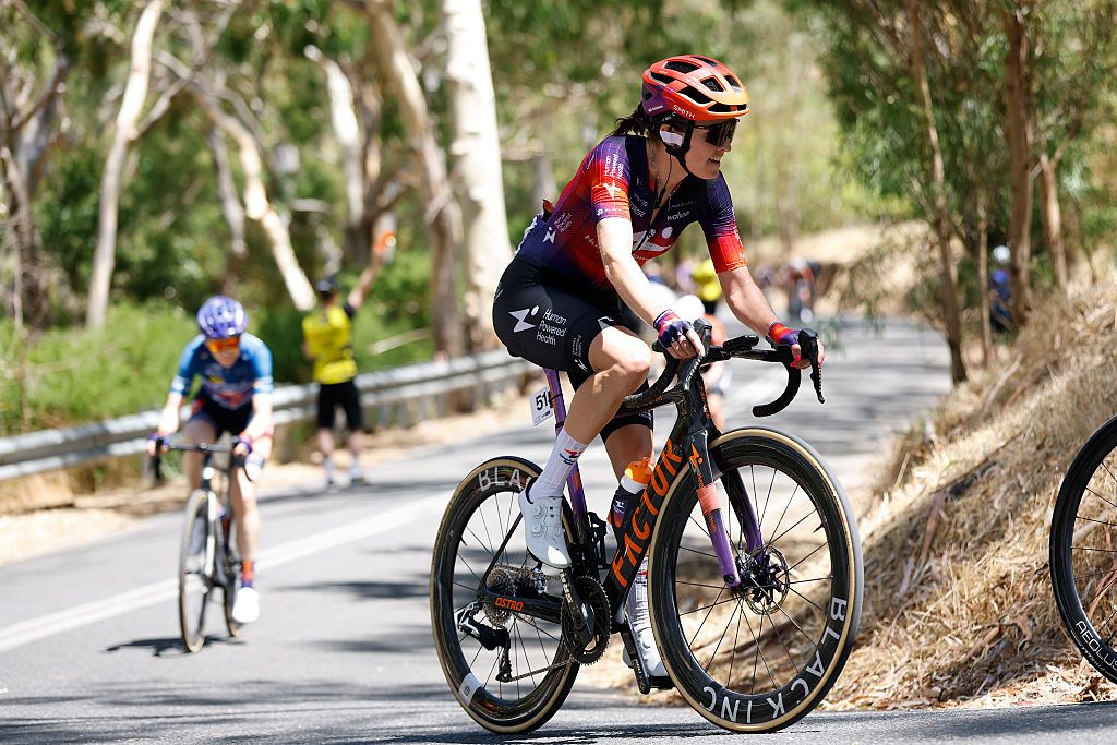 CAMPBELLTOWN, AUSTRALIA - JANUARY 19: Nina Buijsman of the Netherlands and Team Human Powered Health competes during the 10th Santos Women's Tour Down Under 2026, Stage 3 a 126.5km stage from Norwood to Campbelltown / #UCIWWT / on January 19, 2026 in Campbelltown, Australia. (Photo by Con Chronis/Getty Images)