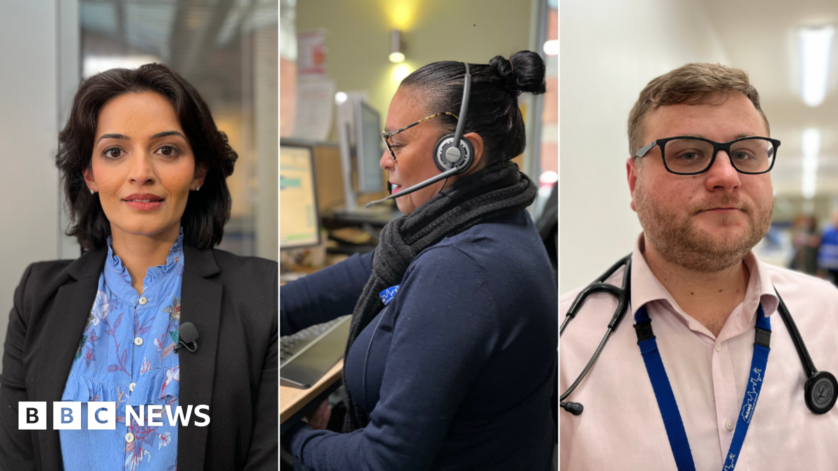 A composite image of Dr Nita Mandhar, a female call handler and Dr Shane Green.