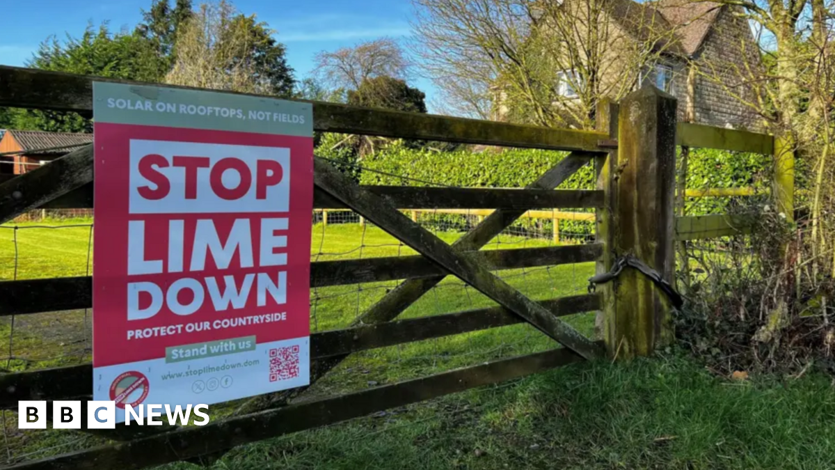 A sign which says Stop Lime Down attached to a wooden fence. The sign is a mixture of red and white