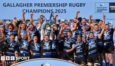 Bath lift the 2025 Premiership title at Twickenham