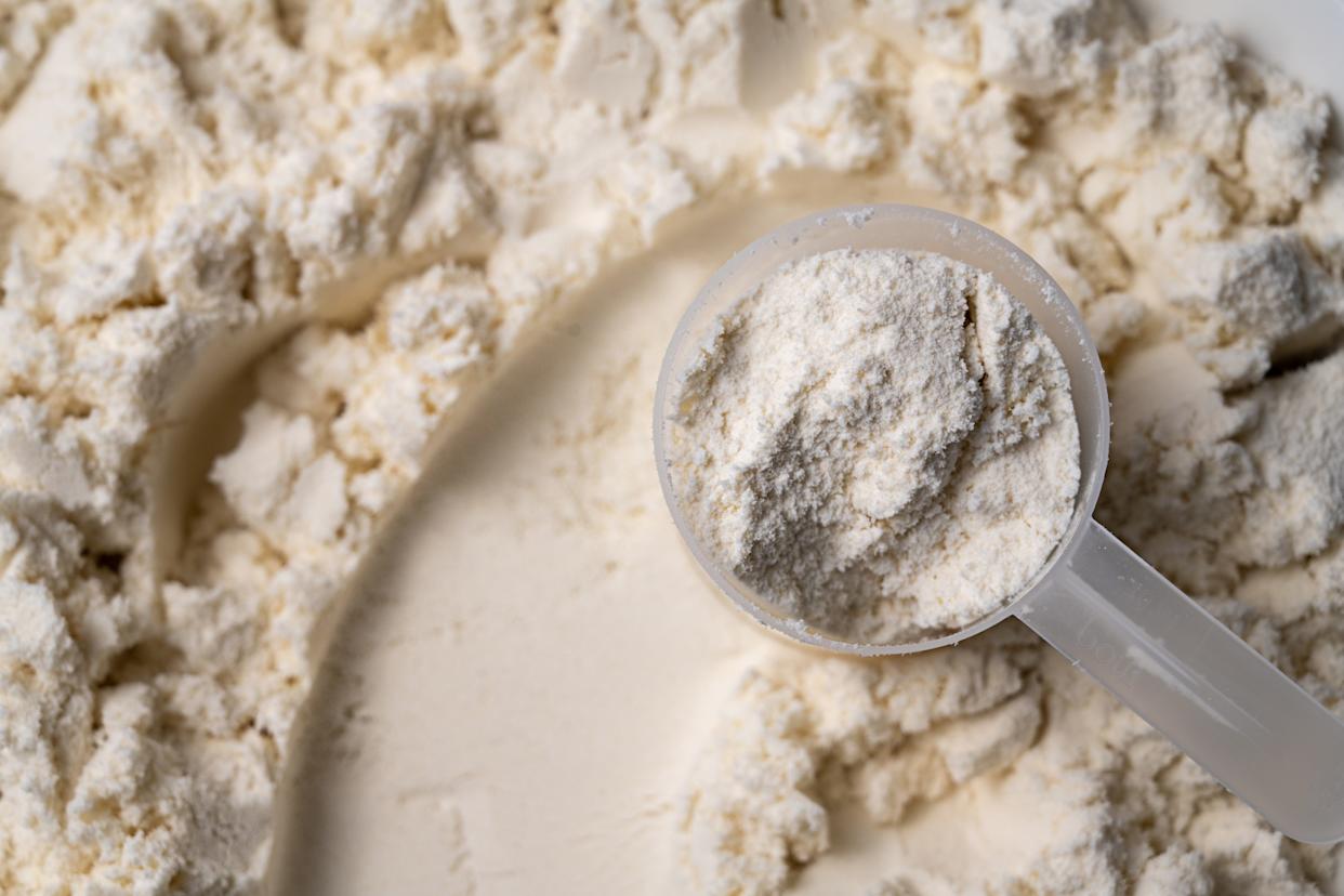 Protein whey powder with scoops