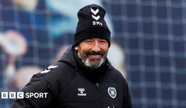 Heart of Midlothian head coach Derek McInnes during a Heart of Midlothian training session at the Oriam, on 7 January 2025, in Edinburgh, Scotland.