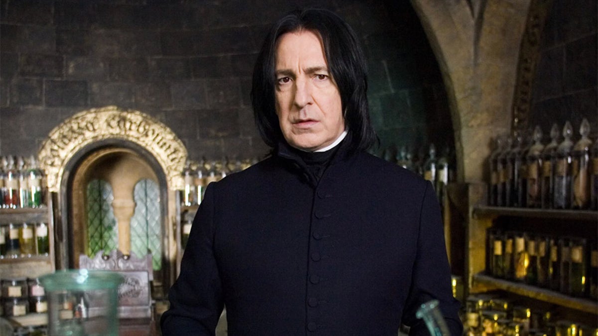 Alan Rickman as the character Snape in "Harry Potter"